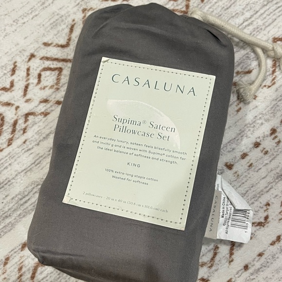 Casaluna Other - Casaluna Dark Gray Supima Sateen Pillowcase Set
